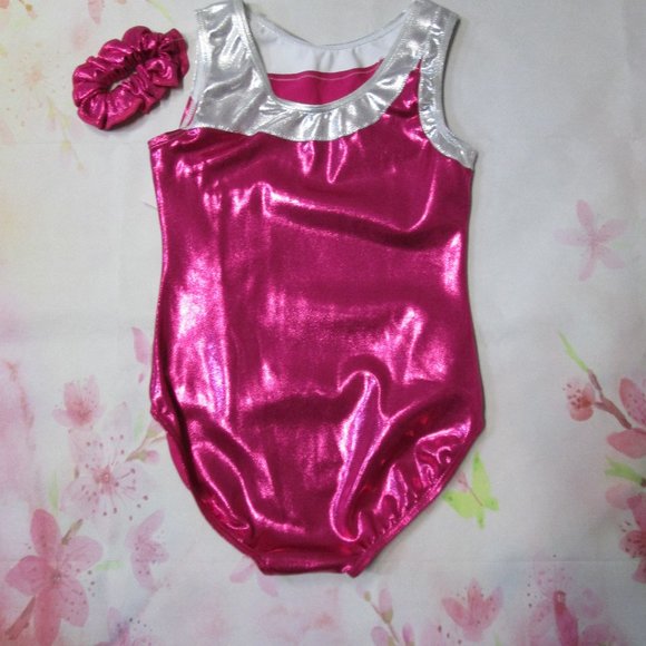 Leotard New Size MC 8-10 or LC 12-14 Gymnastics Blue Pink Metallic Balera - Picture 6 of 8